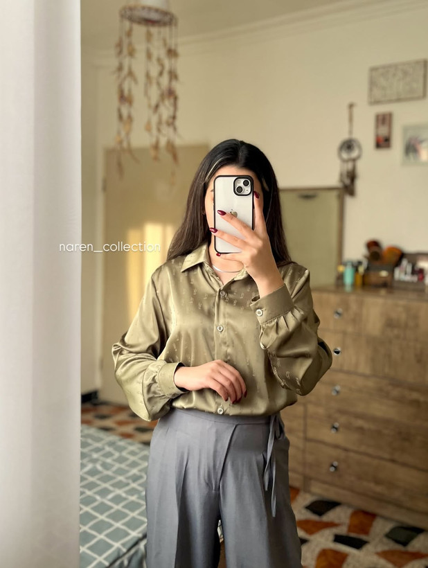 شومیز ساتن طرح دار