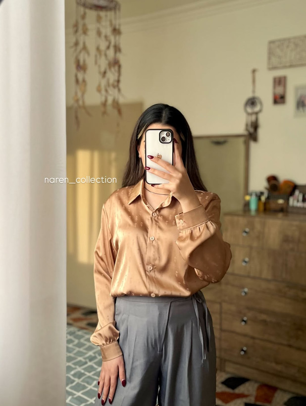 شومیز ساتن طرح دار